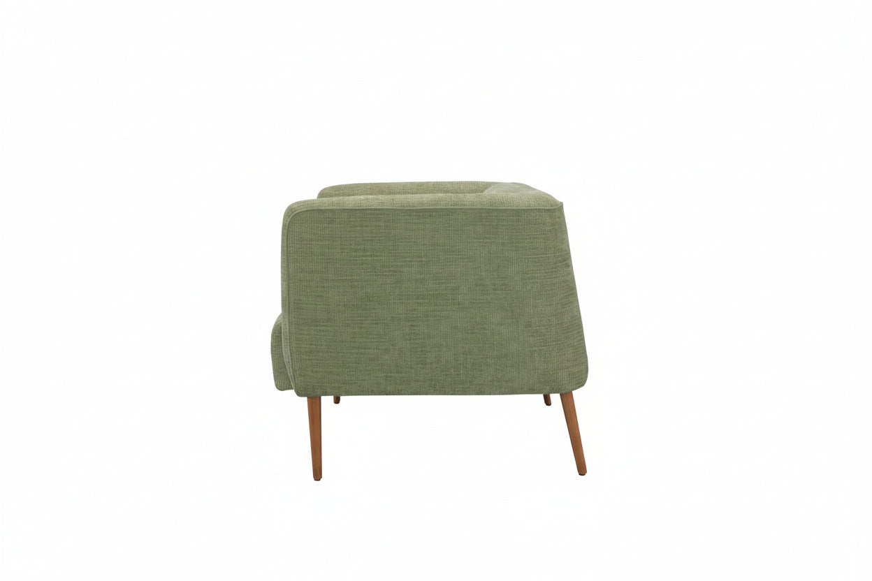 Cadeirao Glow em tecido com pés em madeira