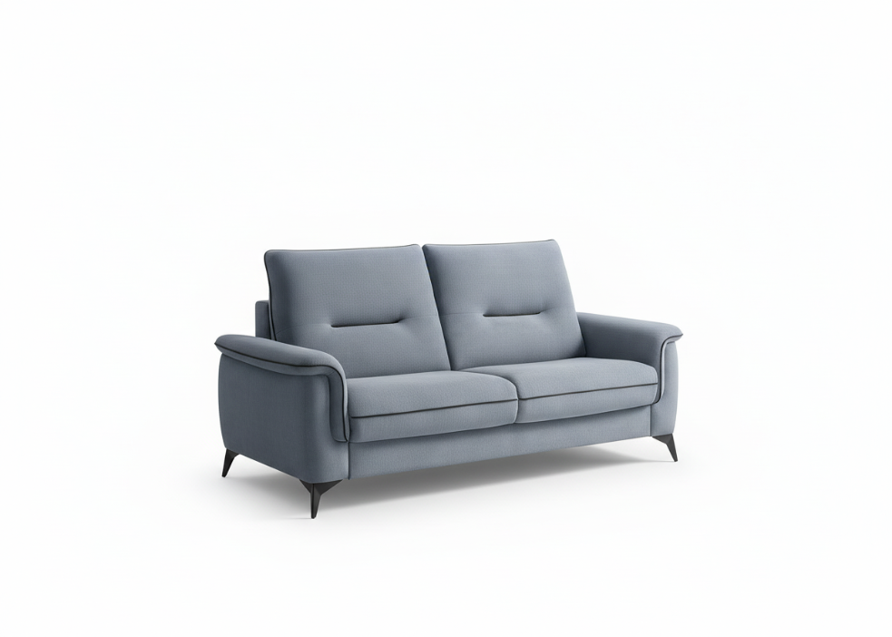 sofa cama com mecanismo rapido em tecido ou pele