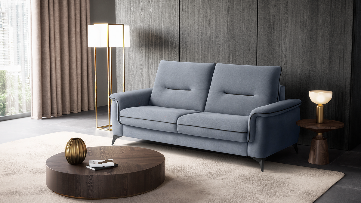 sofa bed with quick mechanism in fabric or leather
