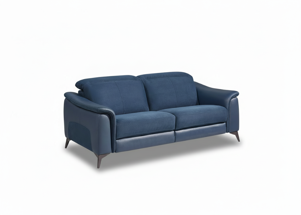 sofá fixo evo em tecido e pele