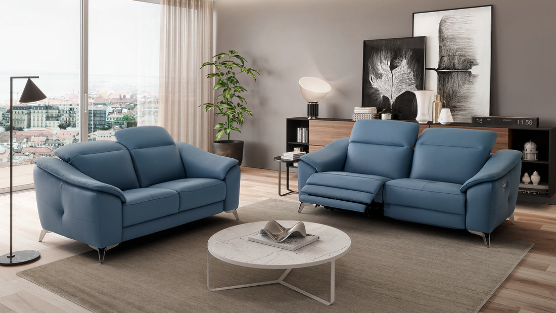 sofa relax em tecido ou pele